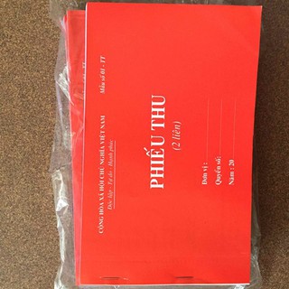 Combo 5 quyển Phiếu thu 2 liên khổ A5