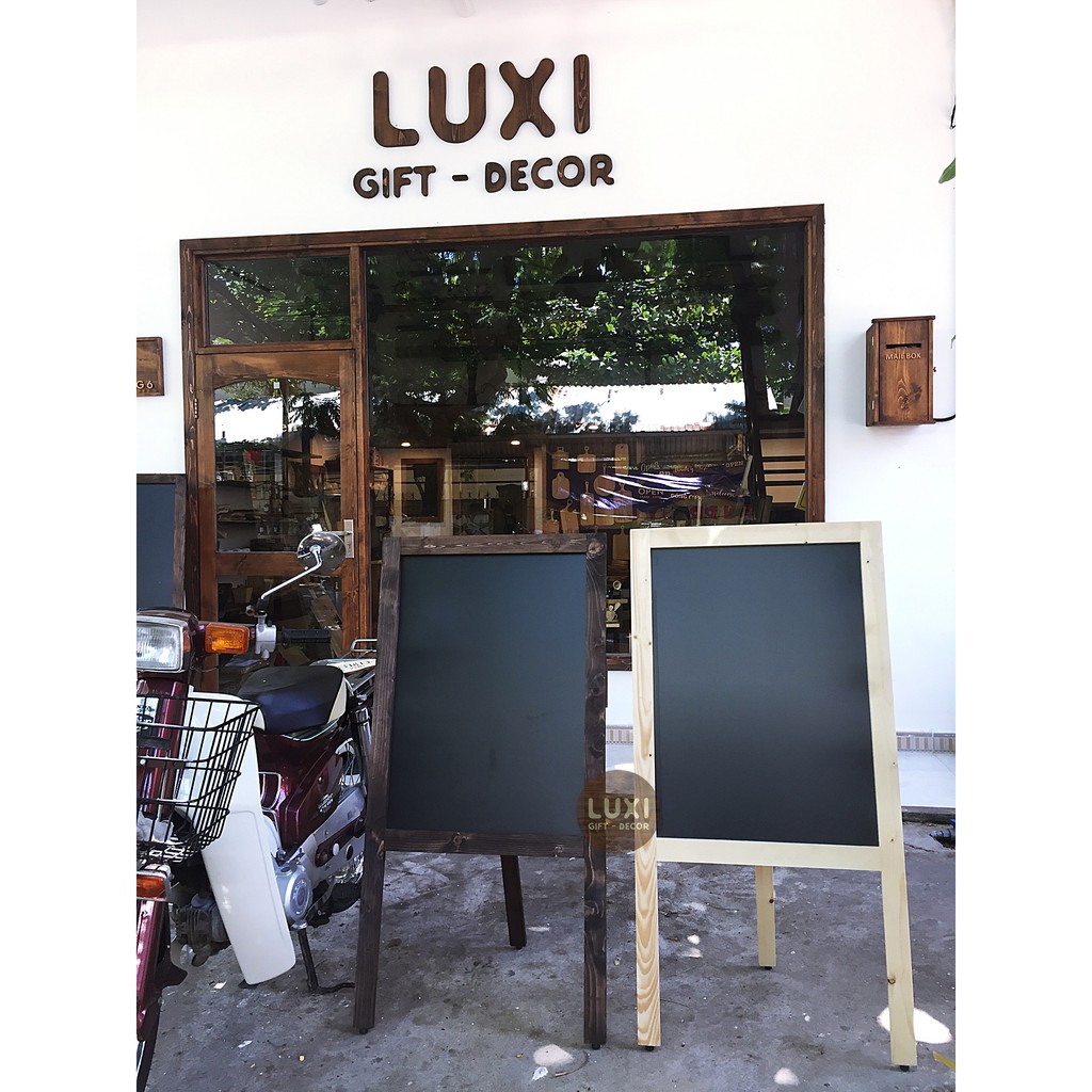 LUXI decor - Bảng MENU viết phấn chân gỗ gấp (TẶNG KÈM PHẤN MÀU + XỐP LAU BẢNG)