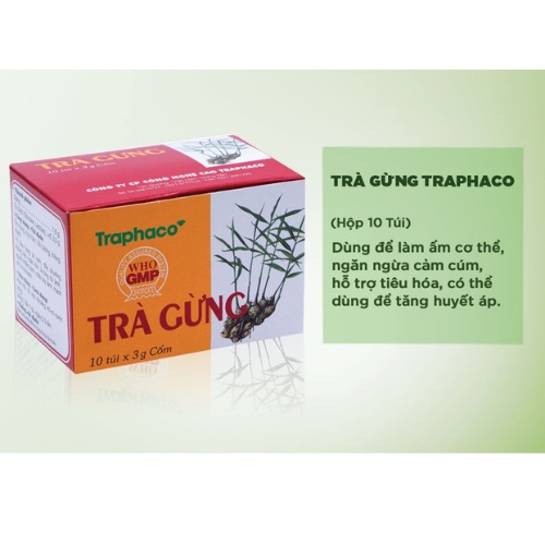 Trà Gừng Traphaco Hộp 10 Gói 3g Chính Hãng Giúp Ấm Bụng Giải Cảm Lạnh