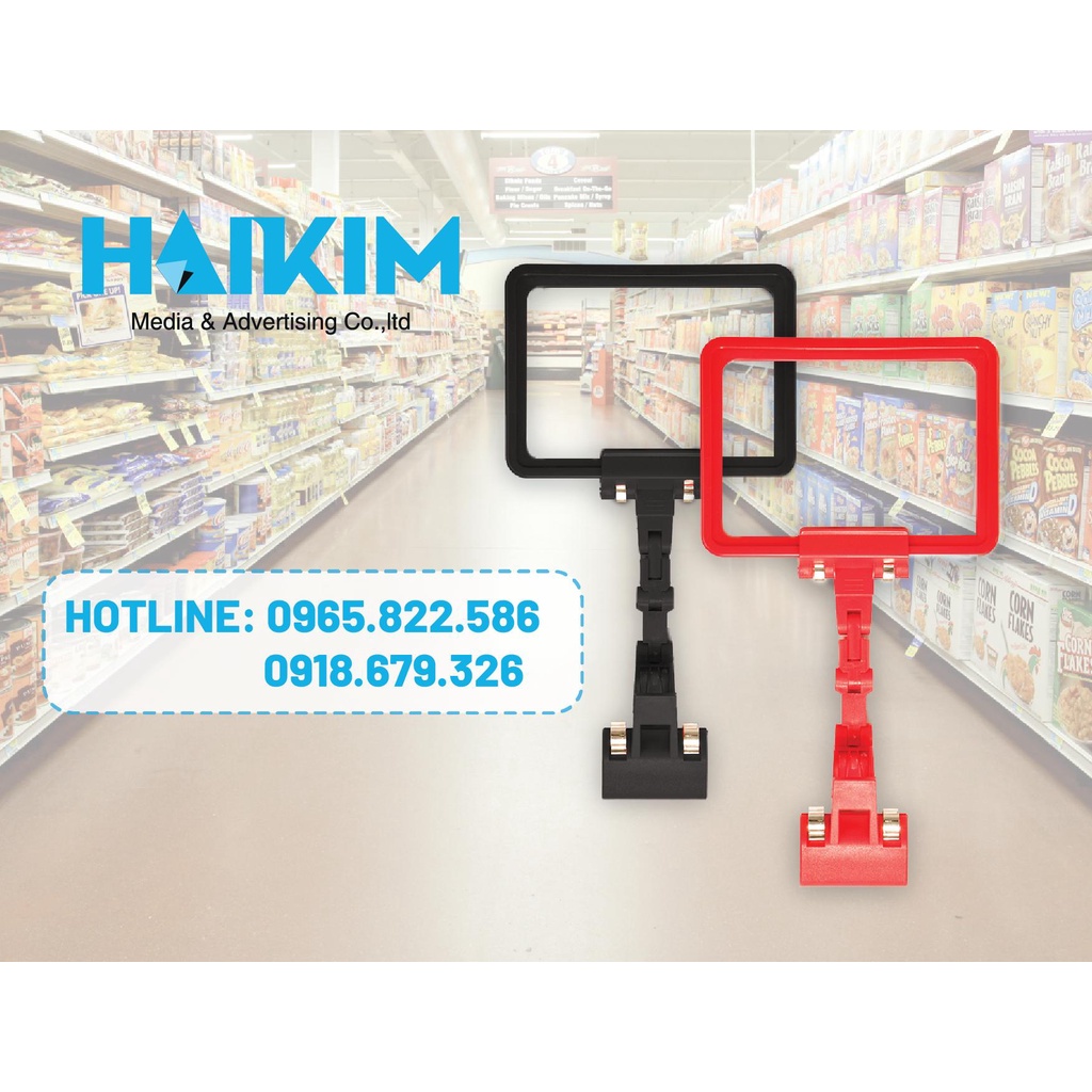 Khung kẹp bảng A5, A6 - Khung kẹp siêu thị, Kẹp bảng giá siêu thị KT A5, A6- Chân kẹp robot xoay gập 360 độ