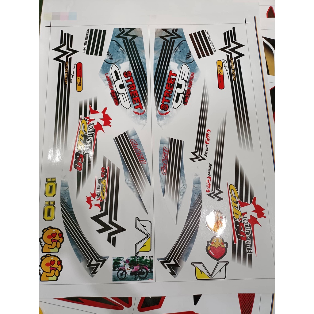 Tem rời cub 50 khói xanh xe đen và trăng