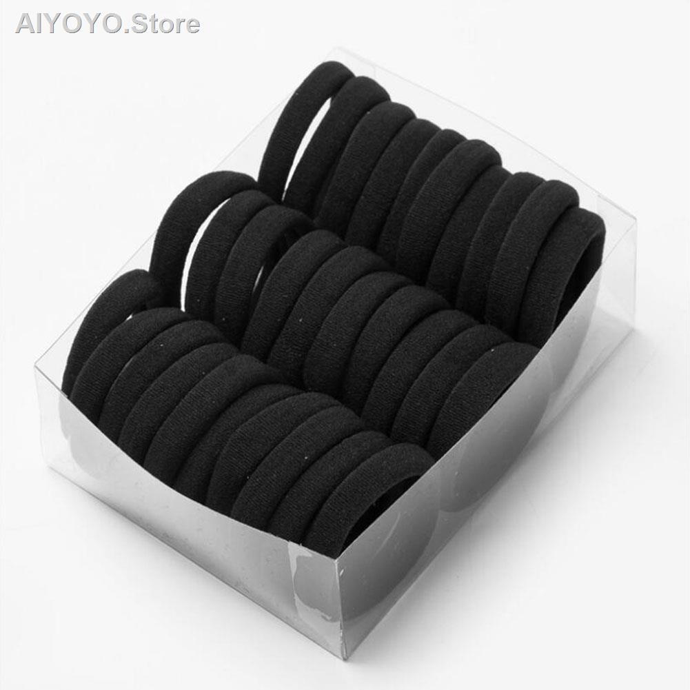 Set 30 Dây Thun Cột Tóc Cao Su Co Giãn Màu Đen/Hồng/Xanh Dương Cho Nữ