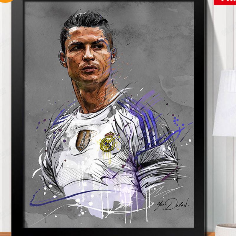 Tranh áp phích in hình cầu thủ bóng đá Cristiano Ronaldo trang trí dán tường