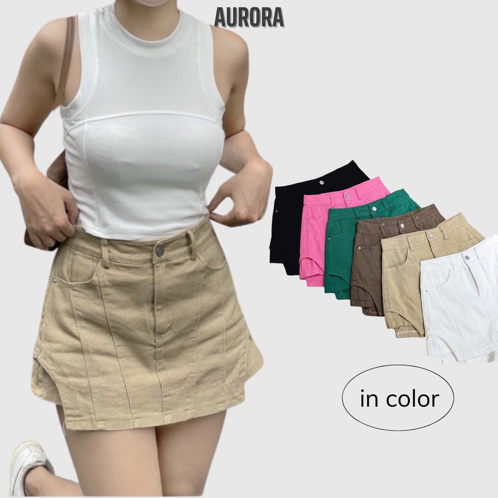 Quần nữ giả váy kaki vạt xéo Quảng Châu cao cấp