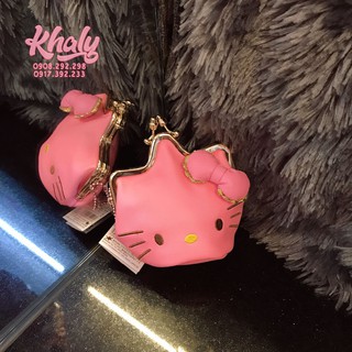 Bóp ví tiền cầm tay mini nút bật da mềm 1 ngăn hình Hello Kitty màu hồng dành cho nữ và các bạn gái - 60DD6429
