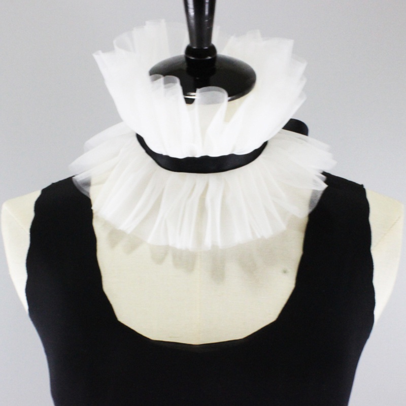 Cổ Áo Giả Đứng Phối Lưới Thắt Nơ Ruy Băng Hóa Trang Victoria Cổ Điển Cho Nữ