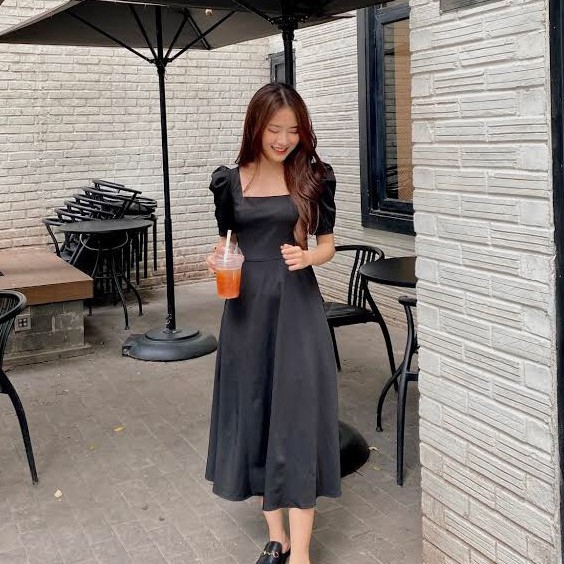 Đầm nữ dài váy xoè cổ vuông tay bồng phong cách vintage Accola MD01 | BigBuy360 - bigbuy360.vn