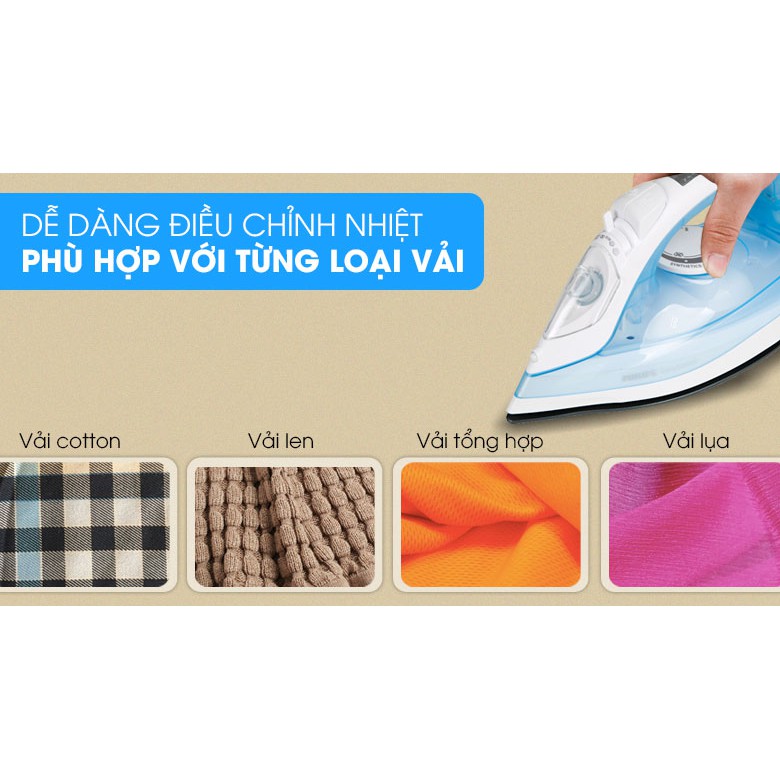 Bàn là hơi nước Philips công suất 2000W màu xanh nước biển, bảo hành 2 năm chính hãng - GC1740/20