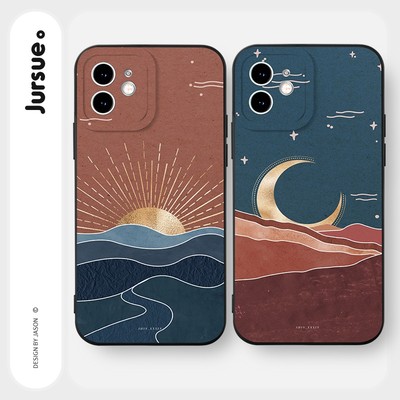 Ốp điện thoại JURSUE Y2373 mặt trời mặt trăng thích hợp cho iPhone 17 16 15 14 13 12 11 Pro Max SE 2020 X XR XS ip 8 7 Plus