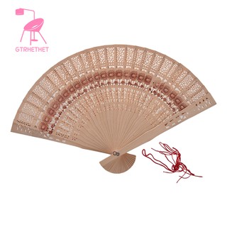 Quạt xếp bằng gỗ khắc hình hoa hướng dương xinh xắn