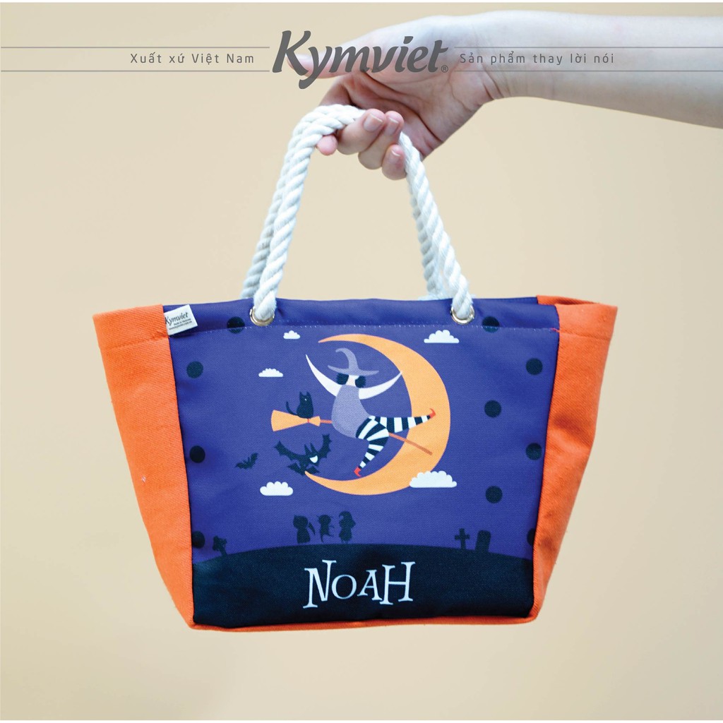 Túi Halloween KYMVIET Vải Canvas In Hình Đựng Kẹo, Đựng Đồ Chơi Cho Bé Craft