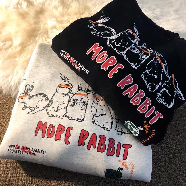 Áo hoodie nữ ZHELIHANGFEI tay dài in hình thỏ thời trang