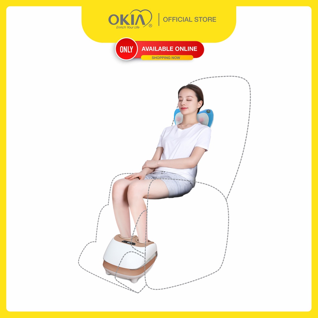 [FREESHIP TOÀN QUỐC] - Combo Gối Massage OKIA eFancy + Máy Massage Chân OKIA eMiracle Chính Hãng Malaysia