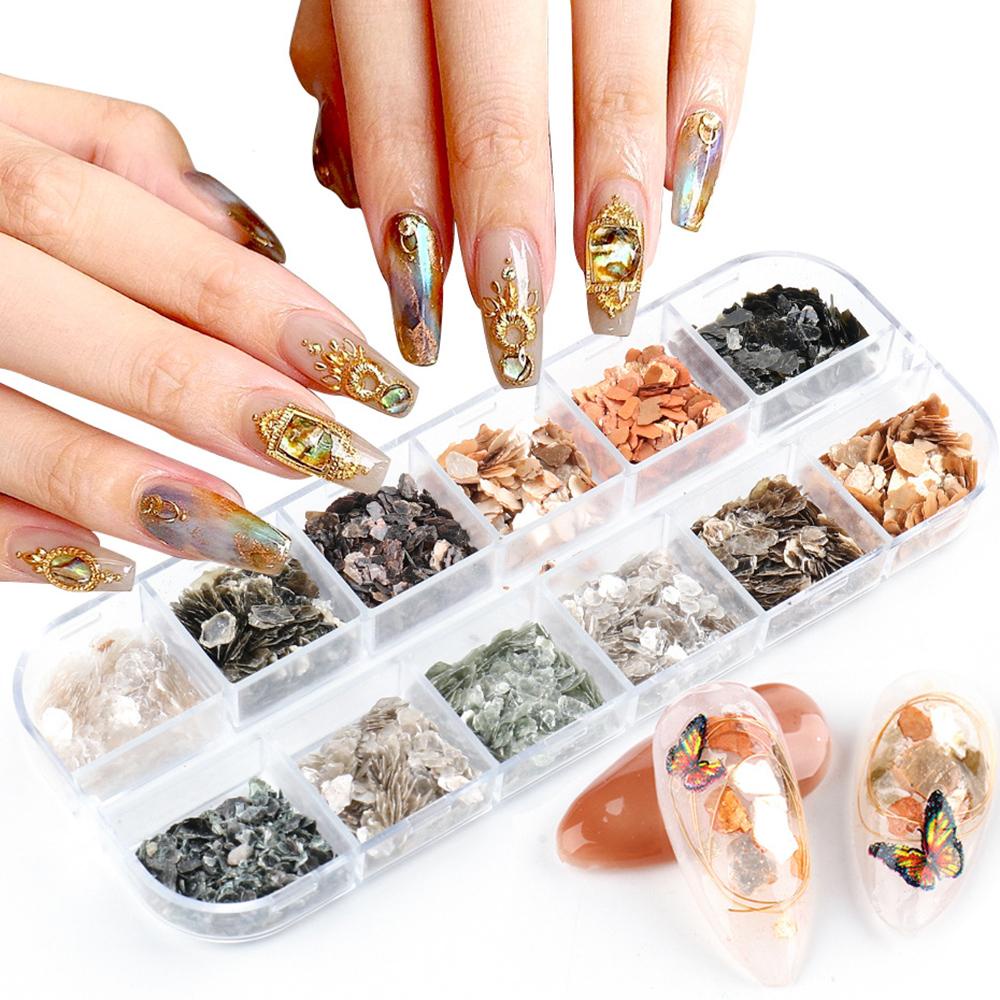 Hình Dán Móng Tay 3D Ánh Kim Ngọc Trai / Vỏ Sò Siêu Mỏng Cho Nữ