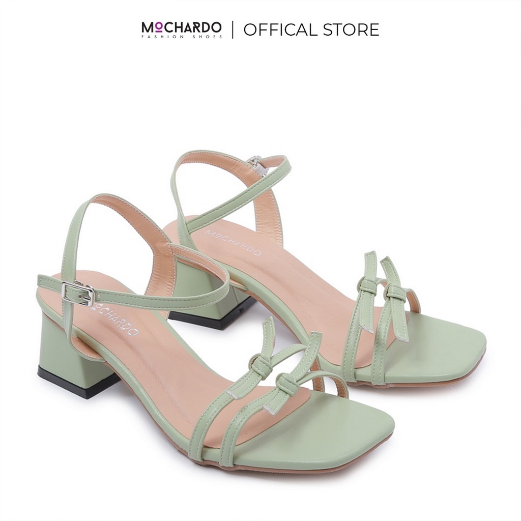 Sandal cao gót quai nơ đúp gót vuông đế thấp AH-5 Cao 3cm Mochardo