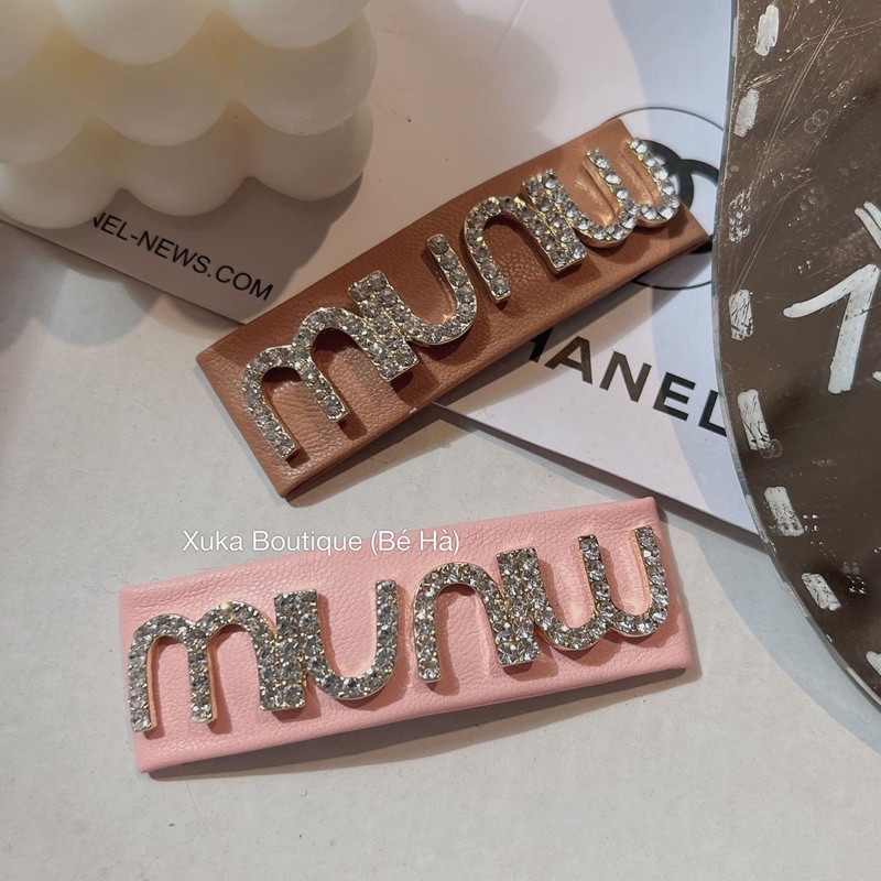 Kẹp Tóc Nữ Gắn Đá Chữ MIU Thương Hiệu Cao Cấp
