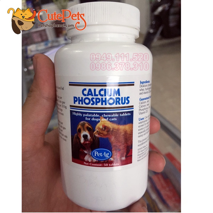 Canxi mỹ cho chó Pet Ag Calcium Phosphorus Hộp 50 Viên - phụ kiện thú cưng Hà Nội