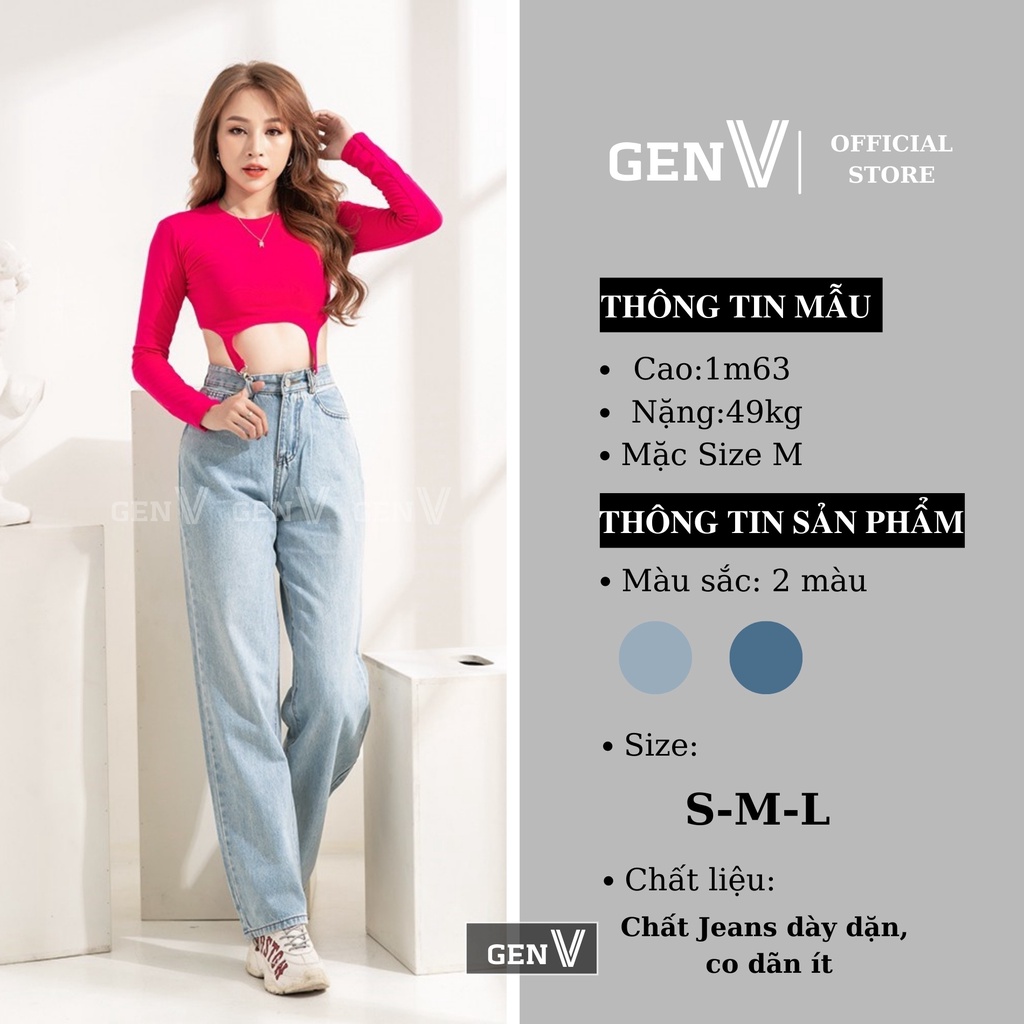 Quần Jean Nữ Baggy Ống Rộng Suông Cạp Lưng Cao GenV - Quần Bò Nữ , Jeans Ống Đứng Thời Trang | BigBuy360 - bigbuy360.vn
