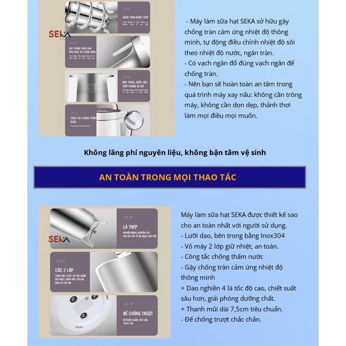Máy làm sữa hạt đa năng seka ln-d28 chính hãng cao cấp 7 chế độ siêu tiện trong 1 chiếc máy
