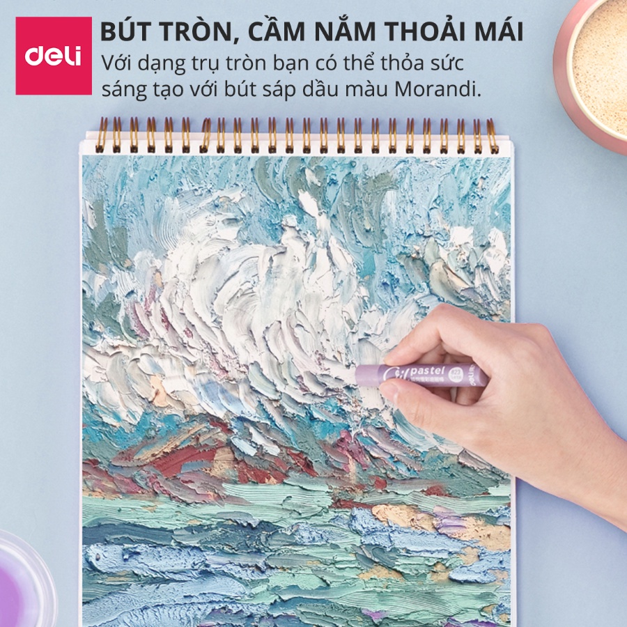 Bút sáp dầu màu Morandi Deli - 24 màu - phiên bản cao cấp - màu sắc trang nhã - 72132