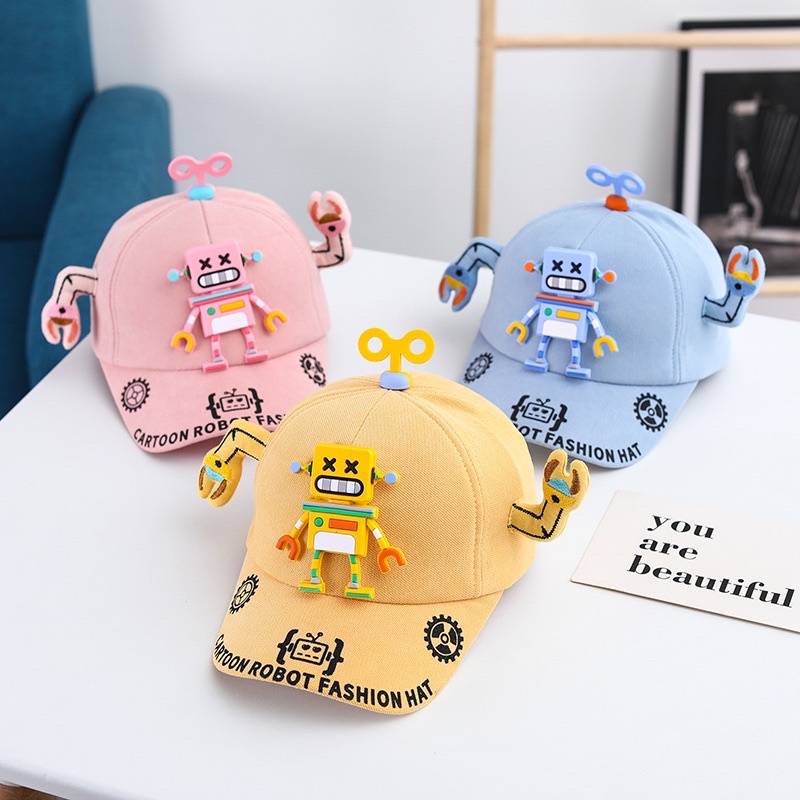 Mũ lưỡi trai cho bé trai bé gái hình robot tai chong chóng dễ thương , phù hợp 5 tháng - 4 tuổi