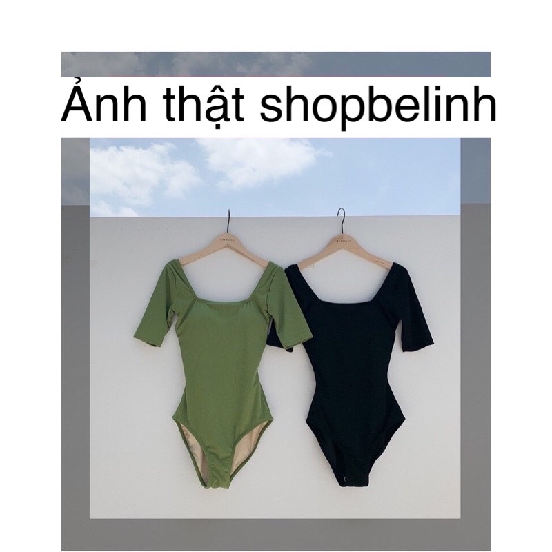 [có sẵn] Bikini monokini 1 mảnh tay ngắn liền thân che khuyết điểm, Đồ bơi hở lưng ulzzang2021