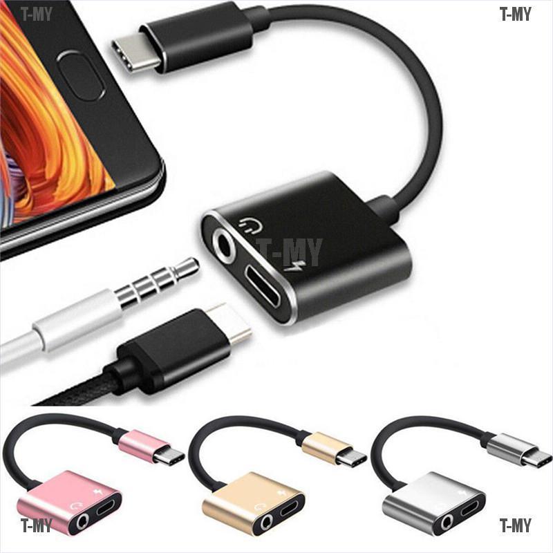 << T-my > Adapter 2 Trong 1 Type-c Sang 3.5mm Aux Audio Usb C