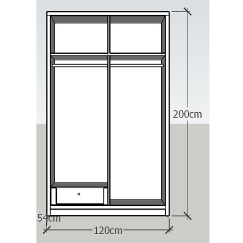 Tủ quần áo cánh lùa 2 cánh 1.2x2m