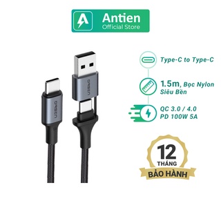 Cáp sạc nhanh eloop s8 2 trong 1 usb, type-c to type-c, pd 100w 5a
