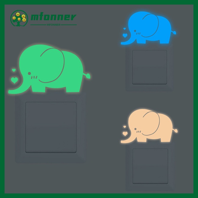 Miếng Dán Công Tắc Hình Chú Voi Nhỏ Dễ Thương Hiệu Mfonner Dạ Quang Trang Trí Phòng Ngủ / Phòng Khách