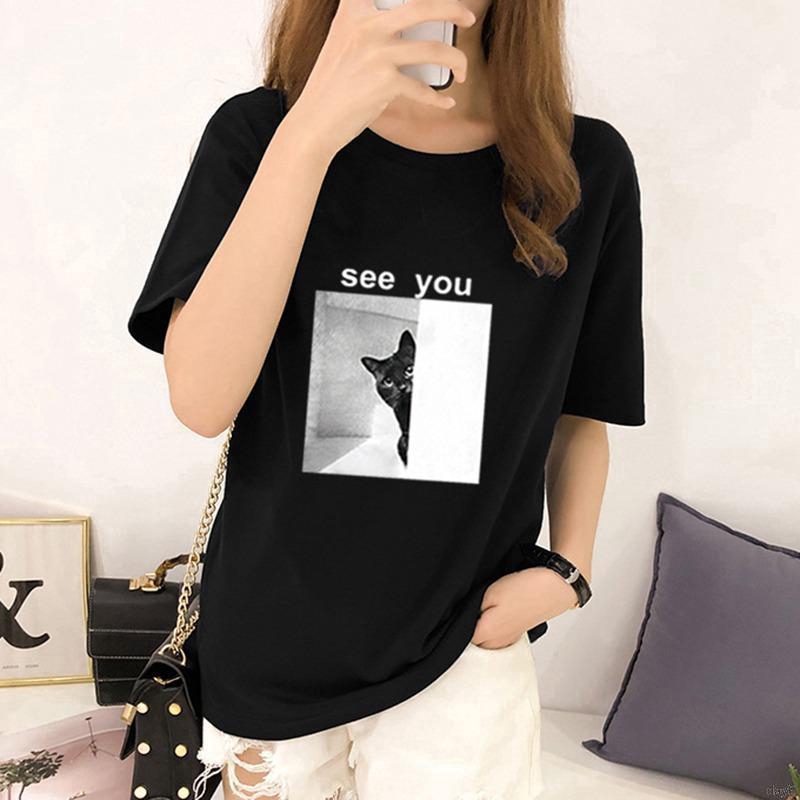 Áo thun form rộng cổ tròn ngắn tay kiểu Hàn Quốc cho nữ