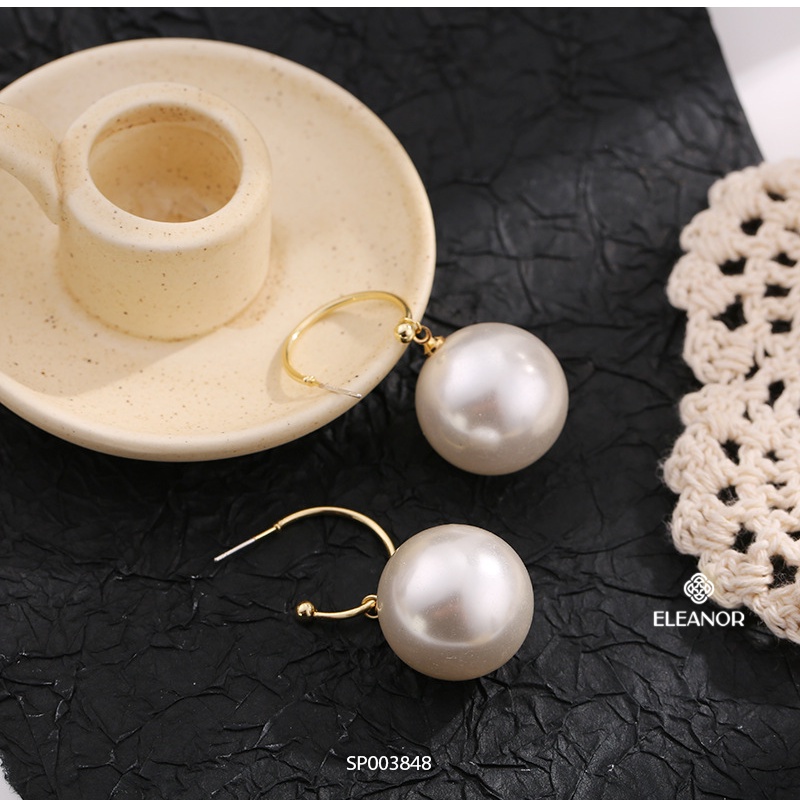 Bông tai nữ ngọc trai nhân tạo Eleanor Accessories viền cong chữ C phụ kiện trang sức 3848