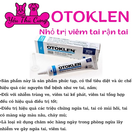 Thuốc nhỏ tai trị ve tai, viêm tai Alkin Otoklen tuýp 20gr-YÊU THÚ CƯNG