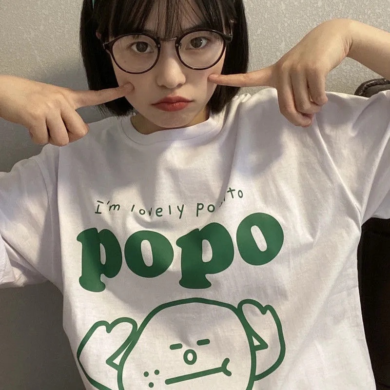 NRVP Áo Thun 100% Cotton Dáng Rộng Thời Trang Hàn Quốc Cho Nữ