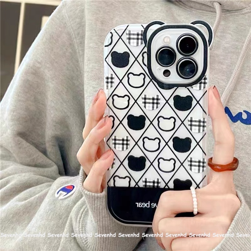 Ốp Điện Thoại Dẻo Họa Tiết Hoạt Hình Chú Gấu &amp; Tai Gấu Dễ Thương Cho iPhone 14 13 12 11 Pro Max Xs Max Xr X 6 6s Plus