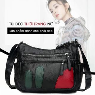 Túi xách đeo chéo da dê mềm cao cấp màu phối - loại vừa - tui TLTC0080