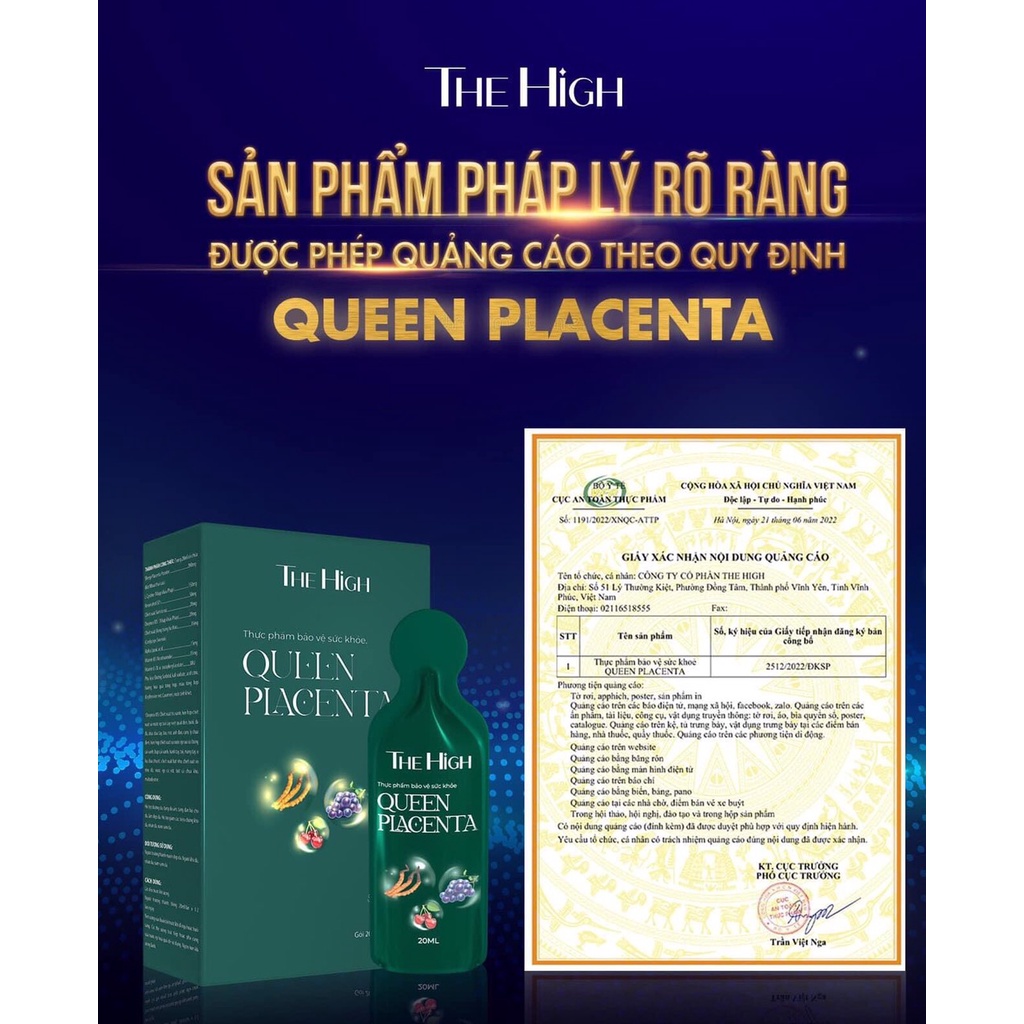 Nước uống tế bào gốc Queen Placenta The High,Nước uống nhau thai cừu siêu lượng