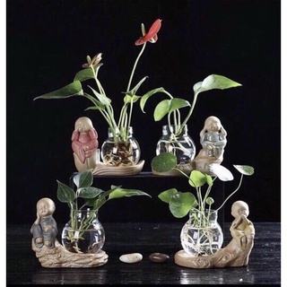 Set 4 bình trồng cầy kèm 4 chú tiểu tứ không thư giãn