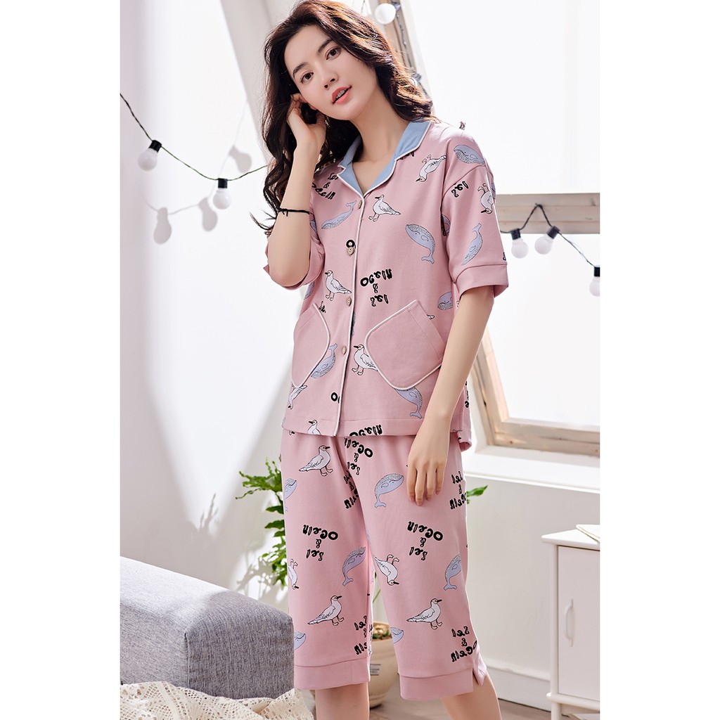 [Ảnh thật] BỘ LỬNG NỮ, BỘ PIJAMA NỮ style Hàn Quốc, chất COTTON 100% thông thoáng | BigBuy360 - bigbuy360.vn