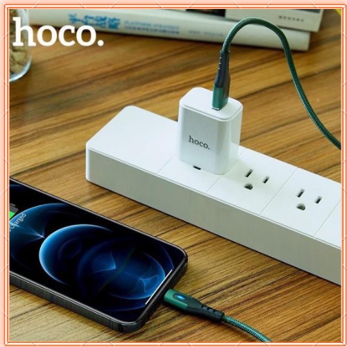 Cáp Sạc Hoco DU08 Chính Hãng - Dây Sạc nhanh 12w cho 13 promax trở xuống, Dây dù chống đứt, có Đèn LED dài 1M/2M -BH 12T