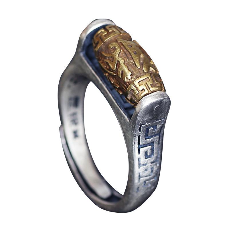 Nhẫn Mở Bằng Bạc Thời Trang Phật Giáo Cổ Điển Có Thể Điều Chỉnh Cho Nam Và Nữ