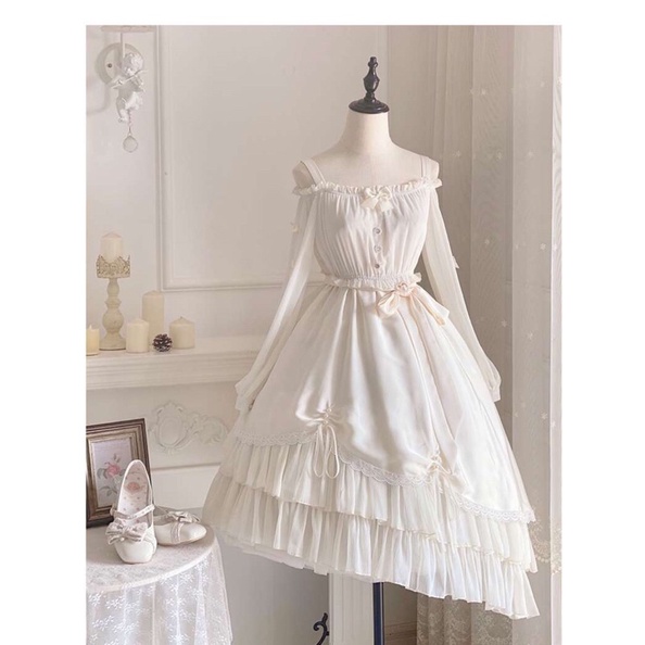 YAS0794-Váy Lolita thiết kế vạt chéo chiffon