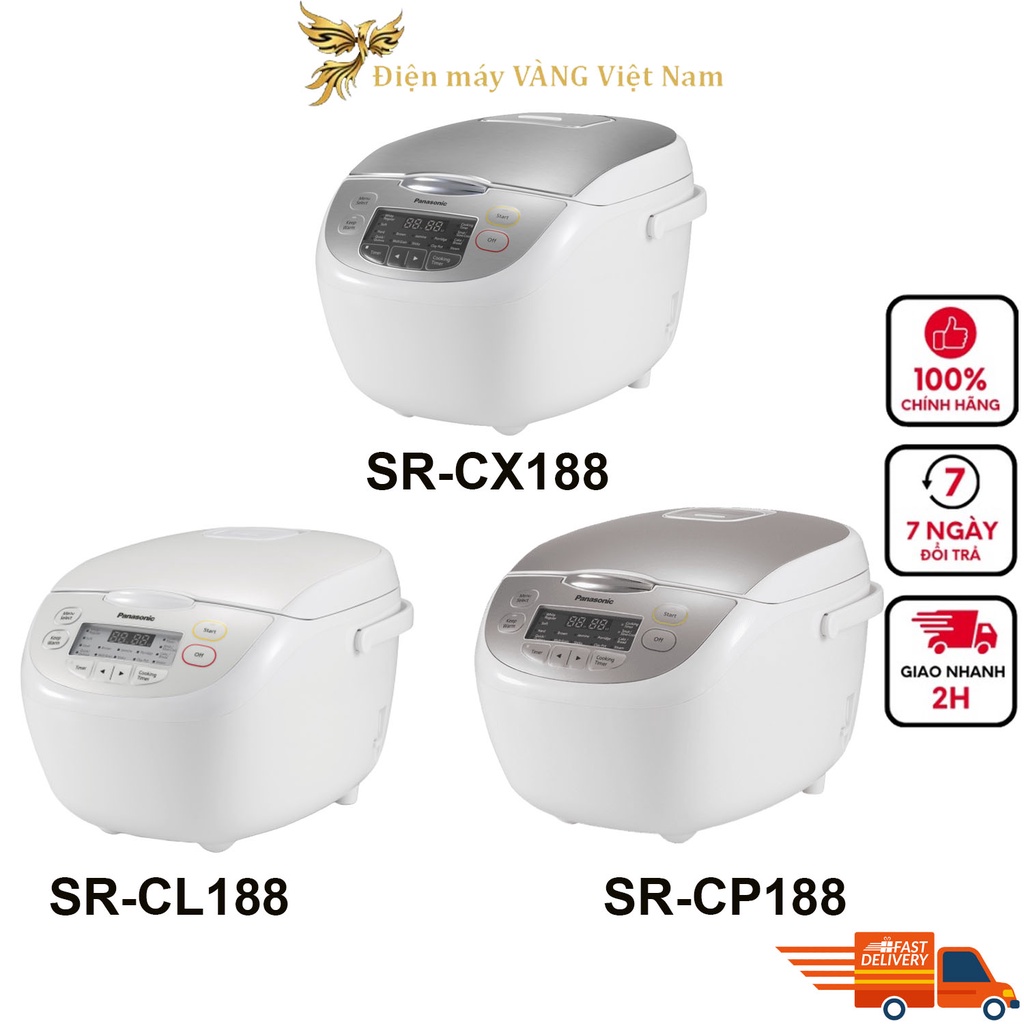 Nồi cơm điện tử Panasonic SR-CX188 SR-CL188 SR-CP188 - 1.8 lít với 16 menu nấu tự động - Hàng chính hãng - Trắng