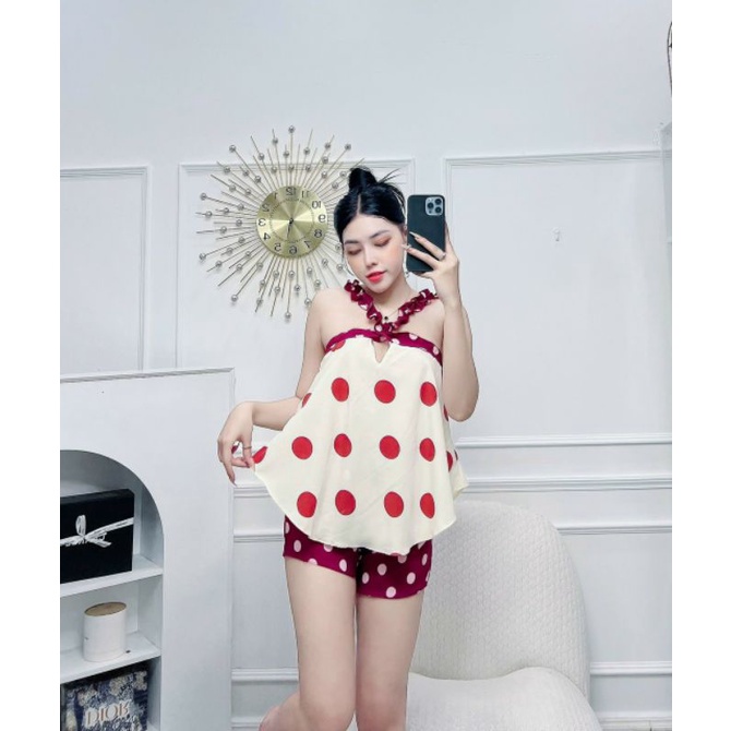 Đồ Bộ Yếm Lụa Nữ Dễ Thương