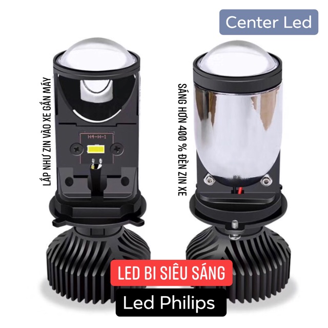 [ Tăng 400 % ]  Đèn bi xenon H4 lúp cầu Led Philips L6K - Center Led Giá Tốt Nhất SPYY G