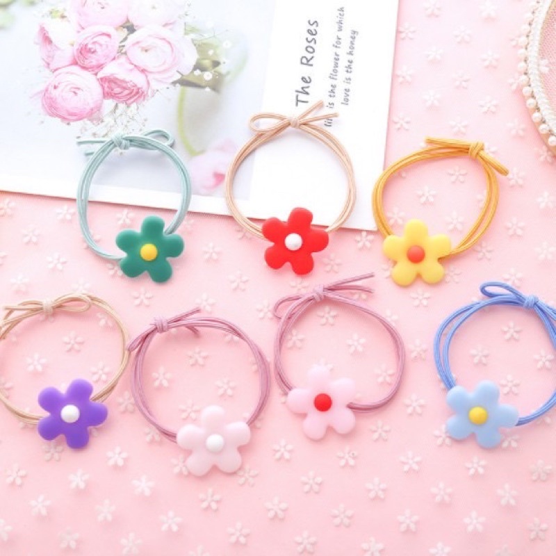 Thun cột tóc hoa 5 cánh dễ thương style Hàn quốc