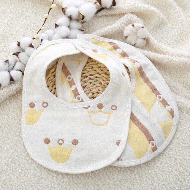 Yếm ăn dặm, yếm chữ U chất cotton 2 mặt in hình cho bé
