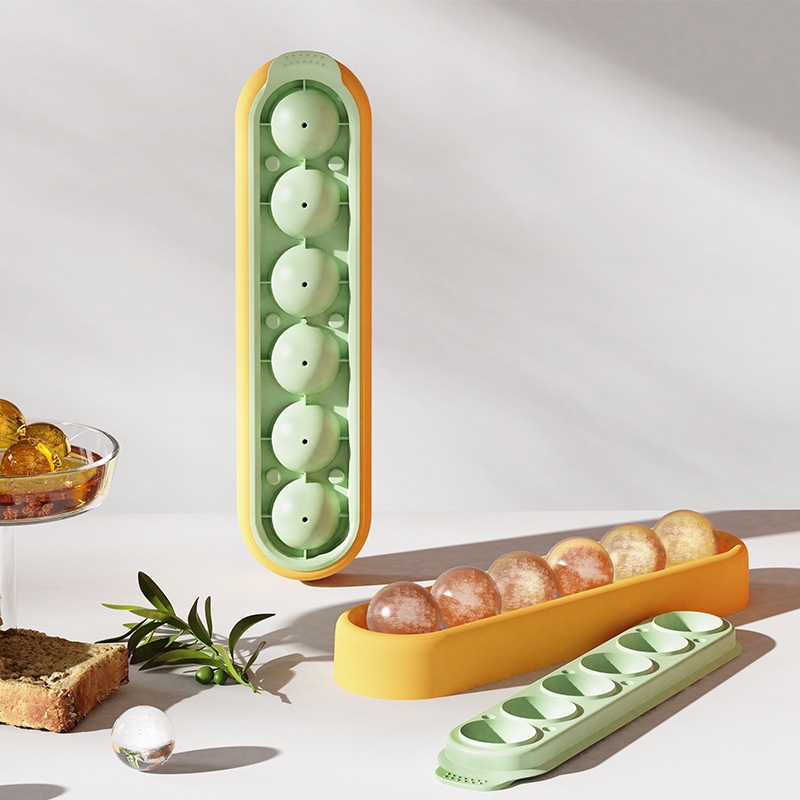 Khuôn Làm Đá Hình Cầu Bằng Silicone Cấp Thực Phẩm Có Nắp Đậy Tiện Dụng