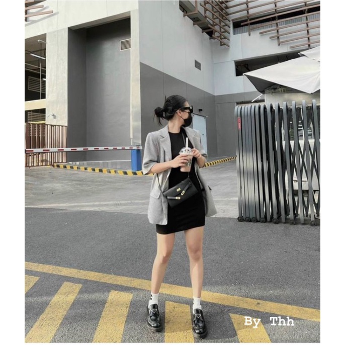 💓SET ĐẦM BODY ĐEN KÈM KHOÁC VEST CARO