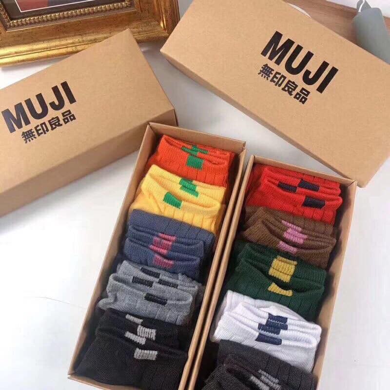Hộp tất gân Muji nữ loại 5 đôi siêu đẹp